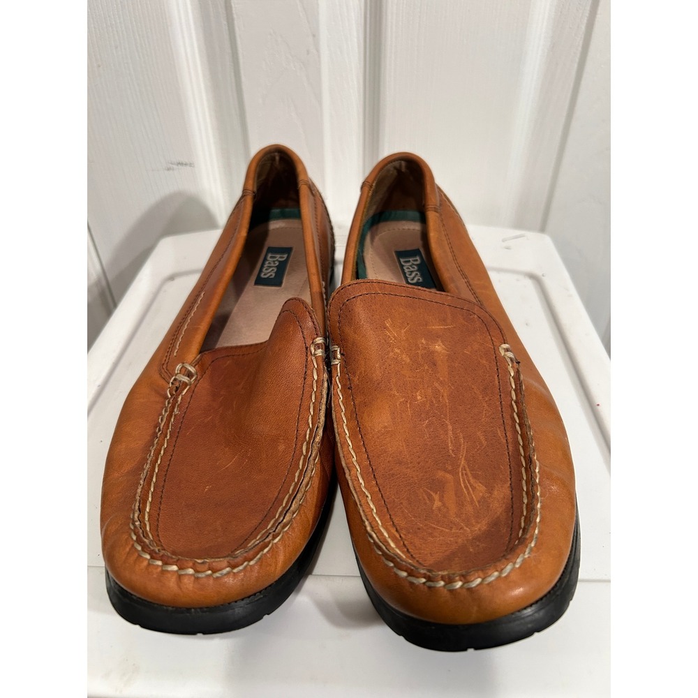 Bass Brown Leather Loafers Mens Size 10 Slip On Casual Shoes